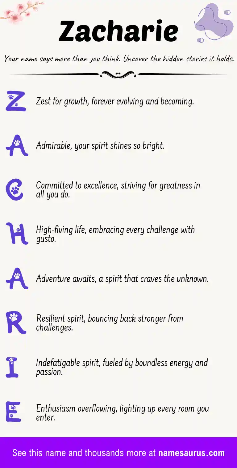 Acrostic poem about Zacharie.