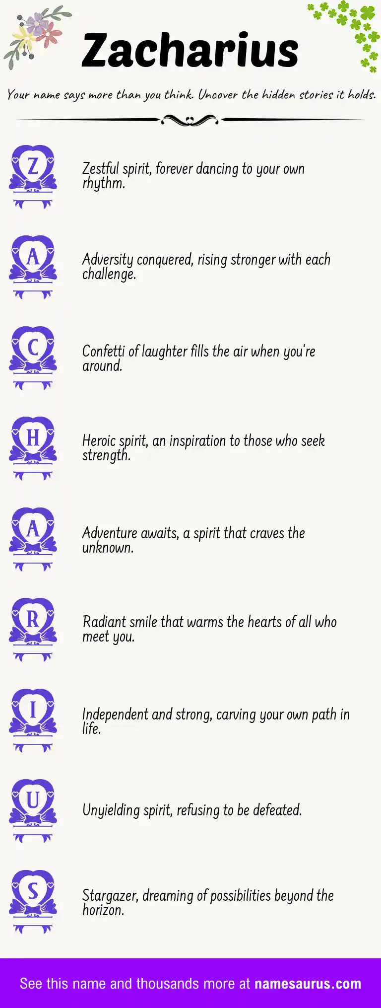 Acrostic poem about Zacharius.