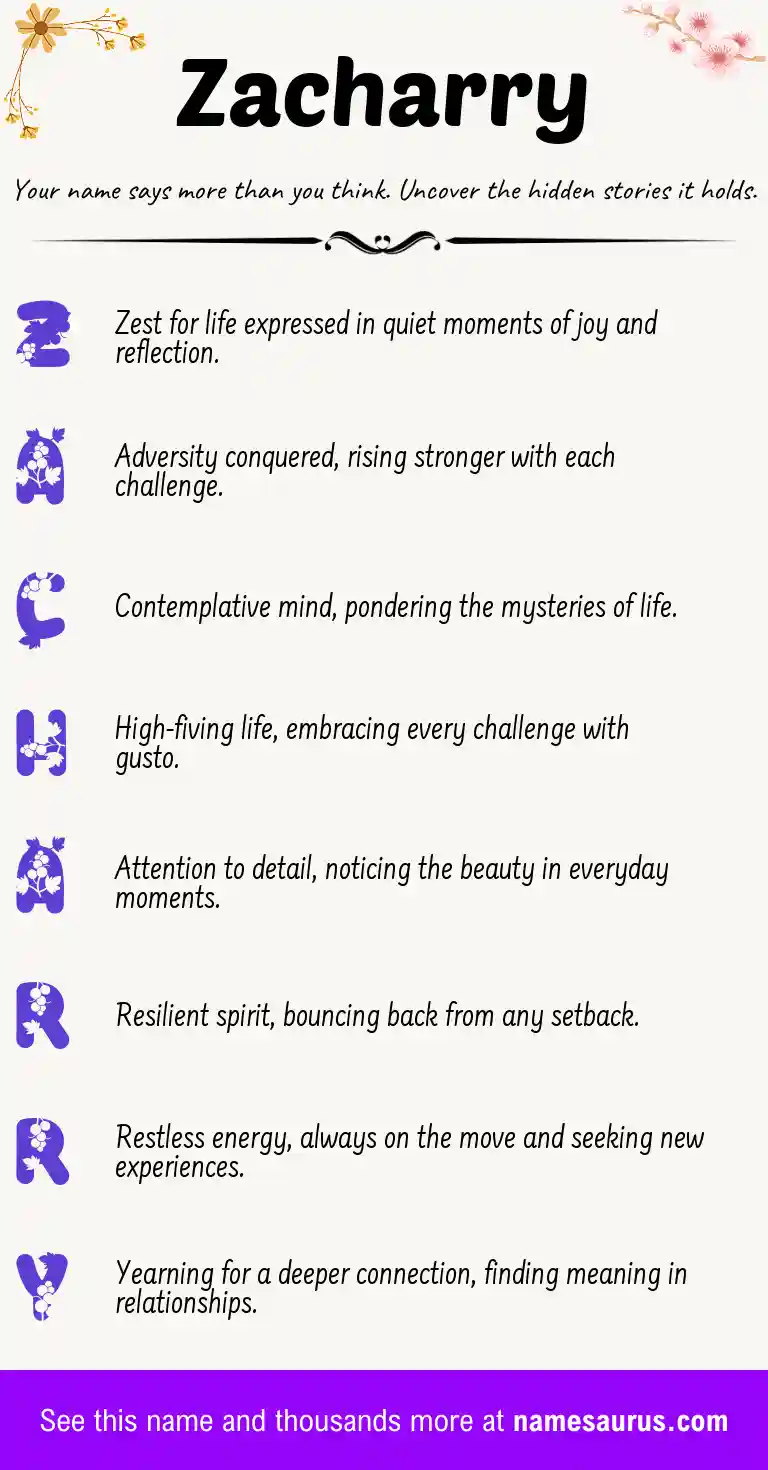 Acrostic poem about Zacharry.