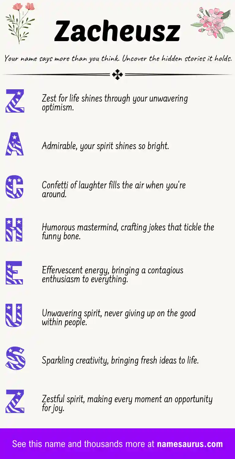 Acrostic poem about Zacheusz.