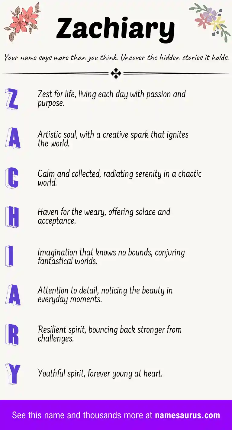 Acrostic poem about Zachiary.