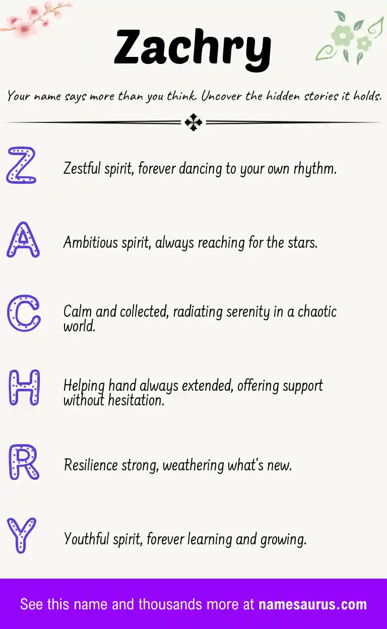 Acrostic poem about Zachry.