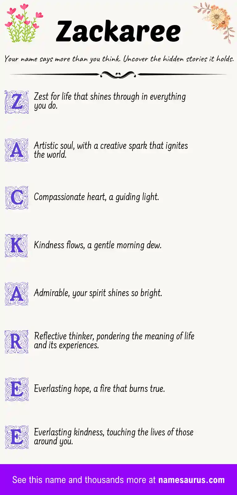 Acrostic poem about Zackaree.