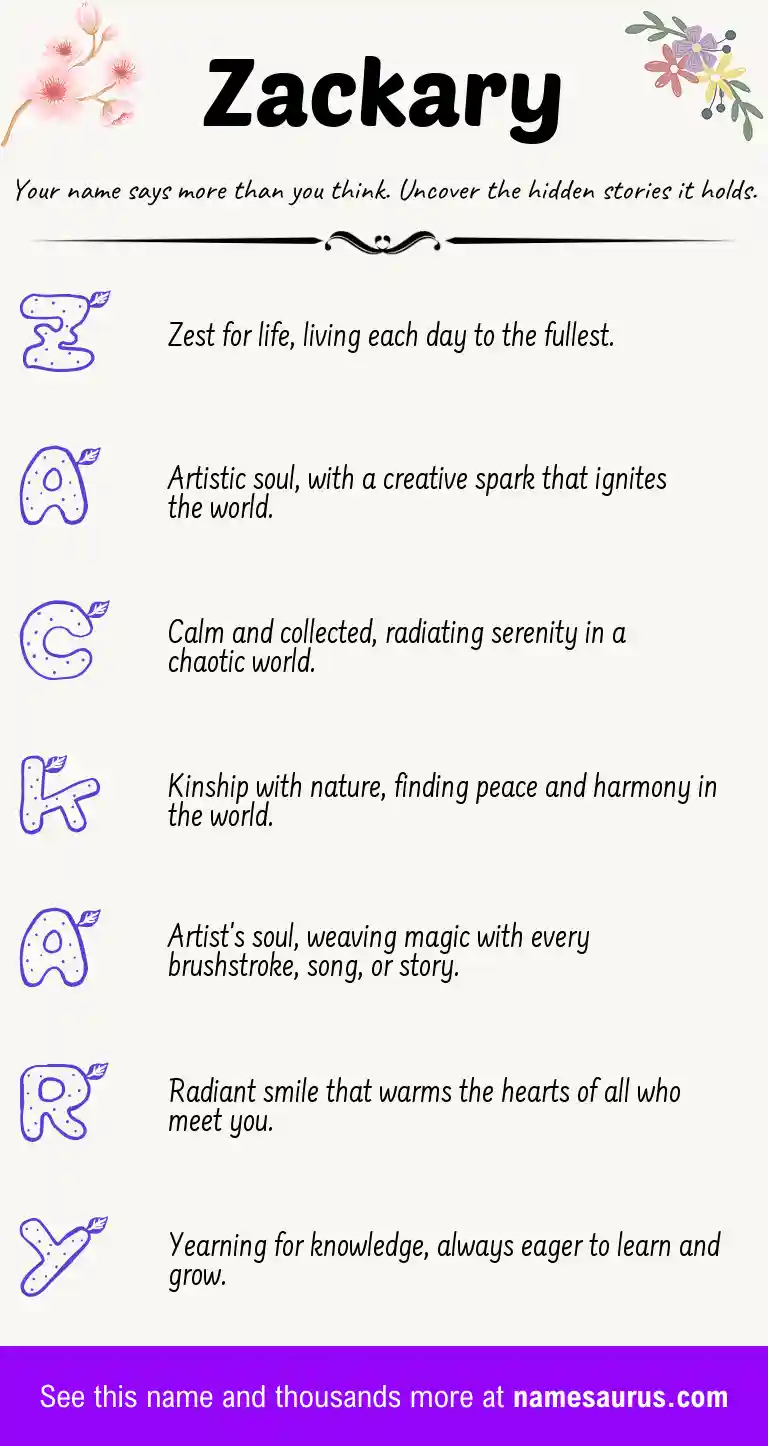 Acrostic poem about Zackary.