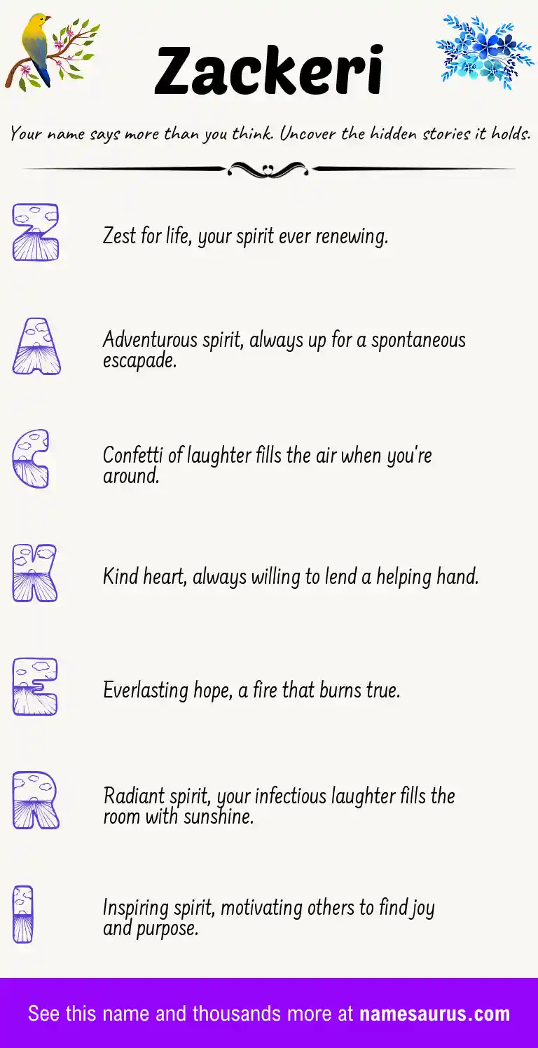 Acrostic poem about Zackeri.