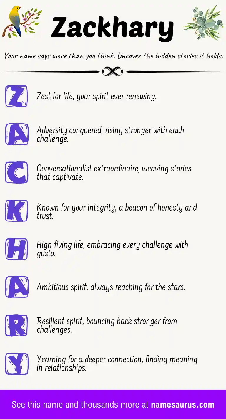 Acrostic poem about Zackhary.