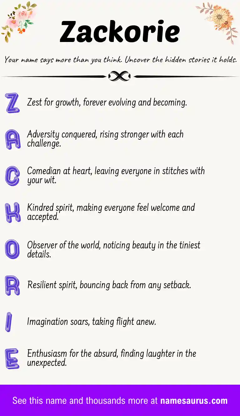 Acrostic poem about Zackorie.