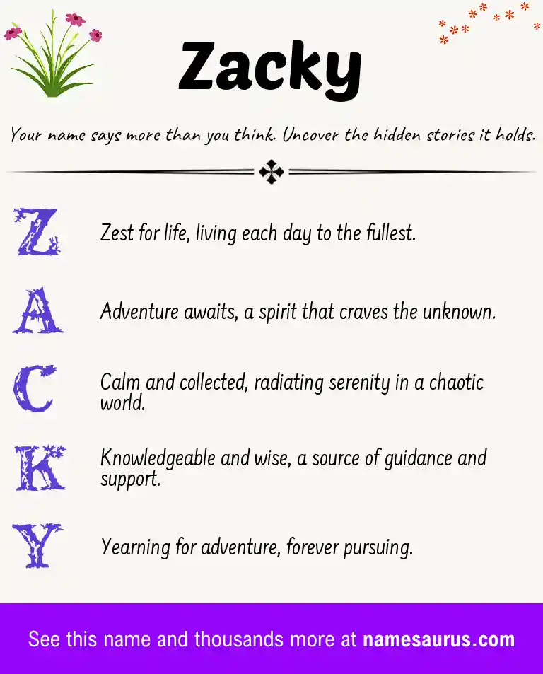 Acrostic poem about Zacky.
