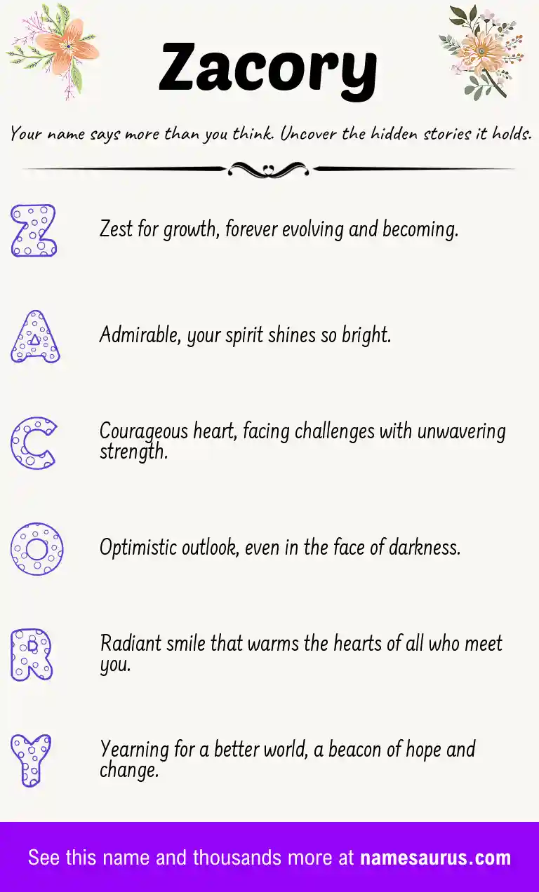 Acrostic poem about Zacory.