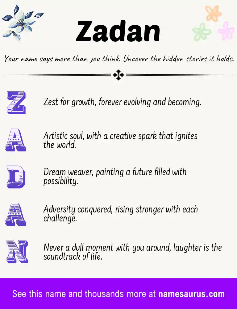 Acrostic poem about Zadan.