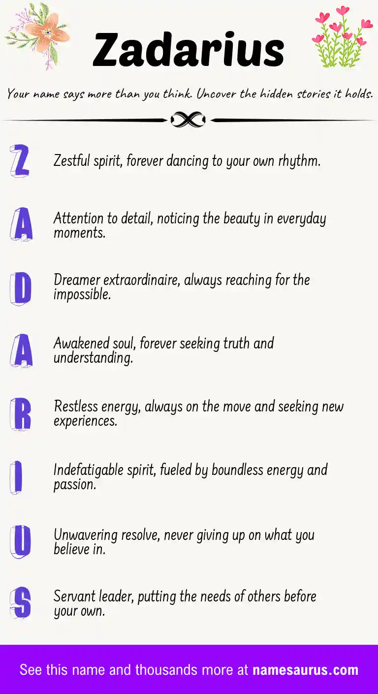 Acrostic poem about Zadarius.