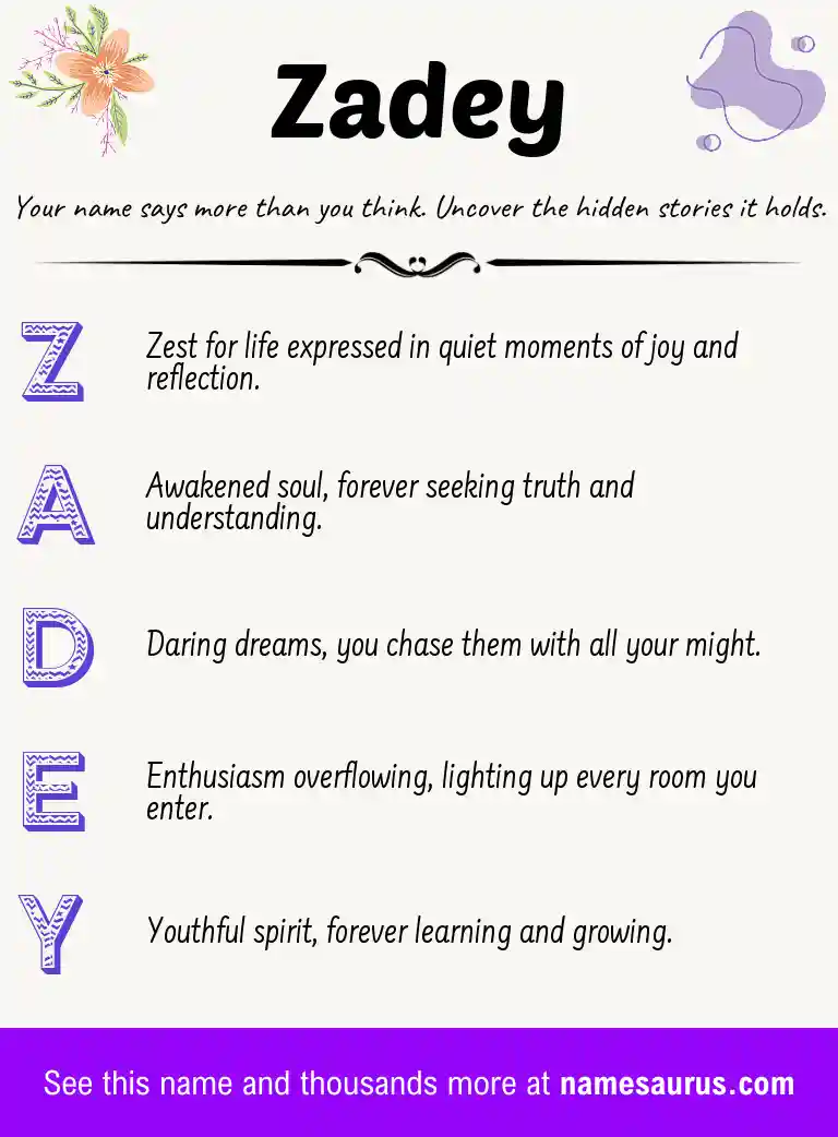Acrostic poem about Zadey.