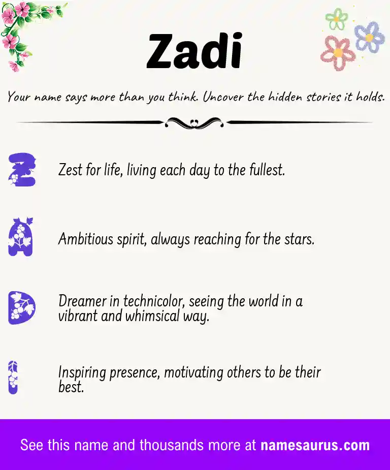 Acrostic poem about Zadi.