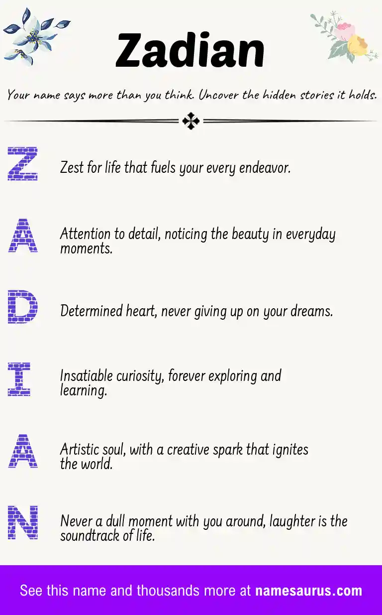 Acrostic poem about Zadian.