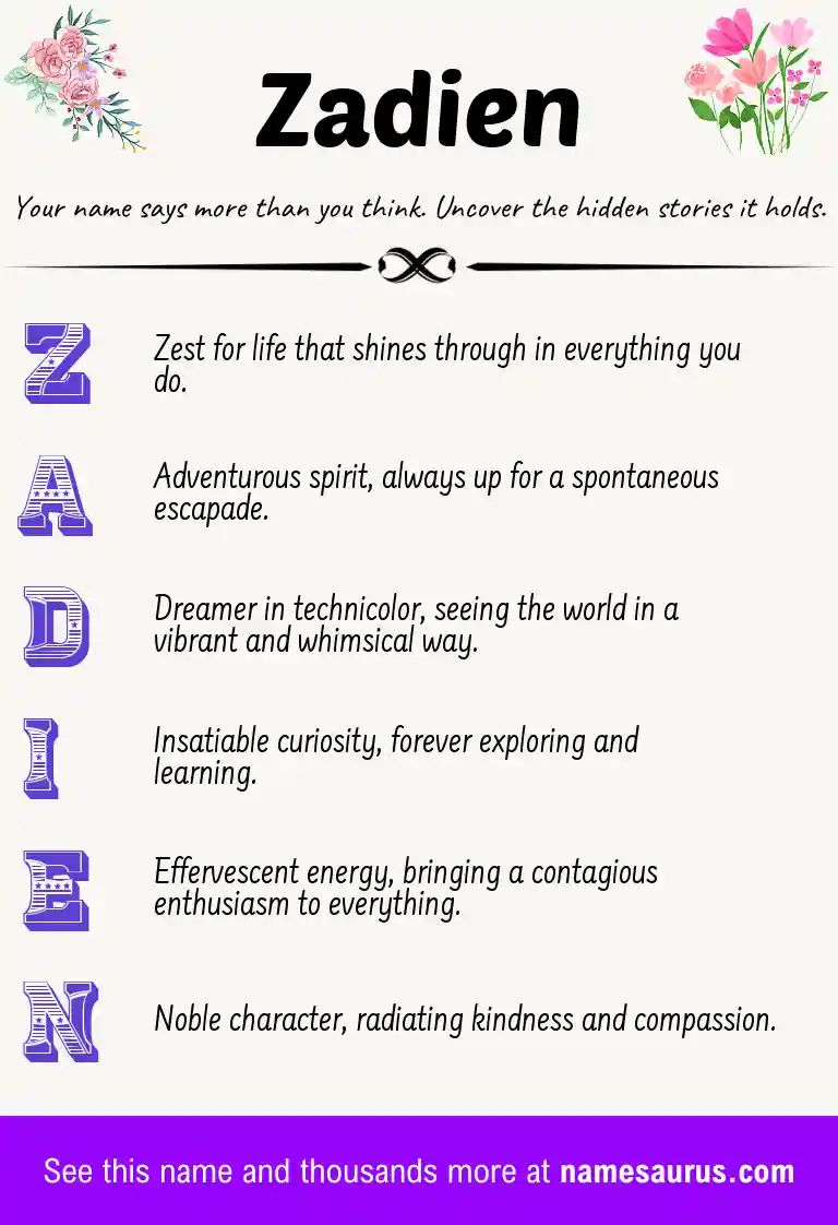 Acrostic poem about Zadien.