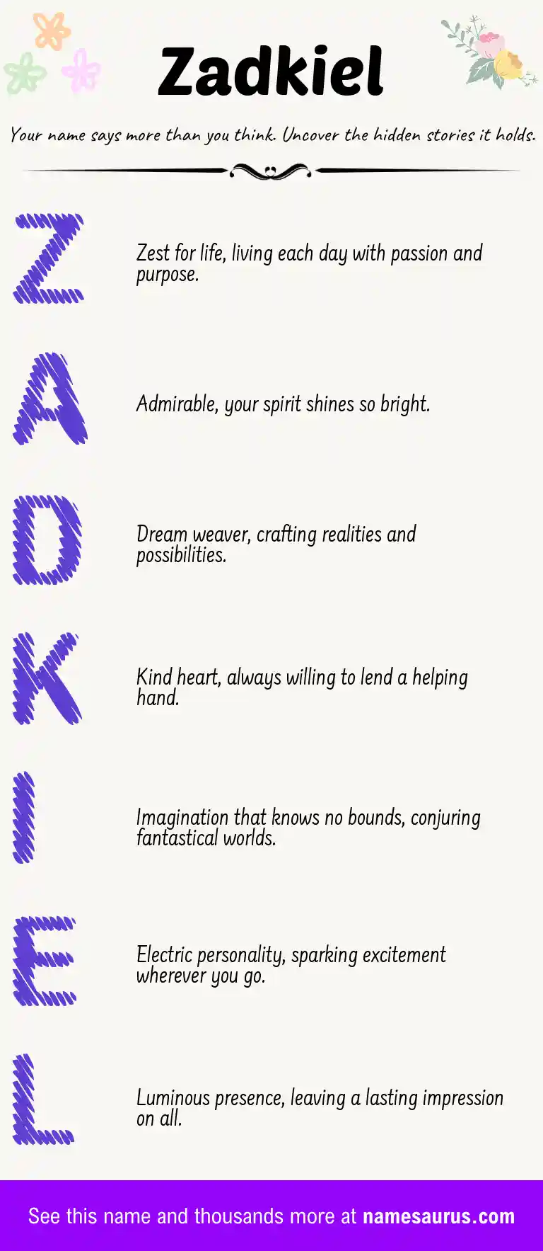 Acrostic poem about Zadkiel.