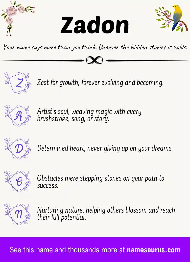 Acrostic poem about Zadon.