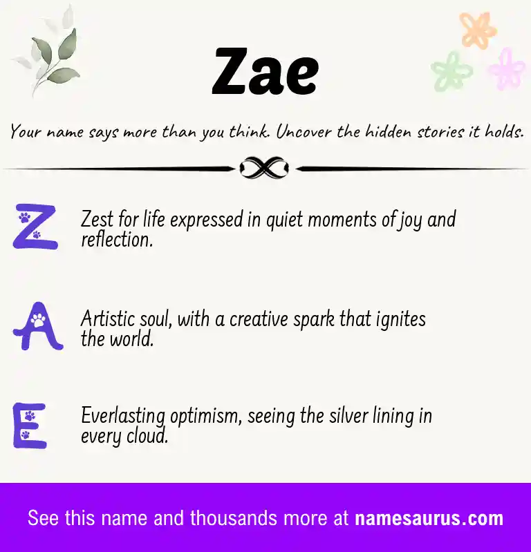 Acrostic poem about Zae.