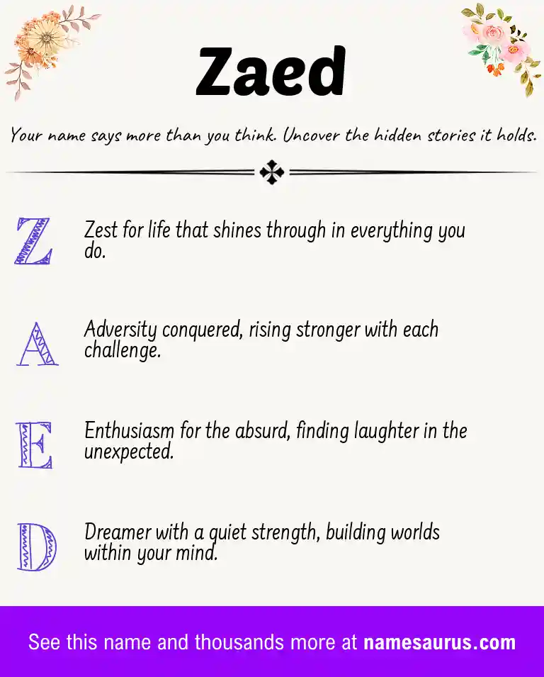 Acrostic poem about Zaed.