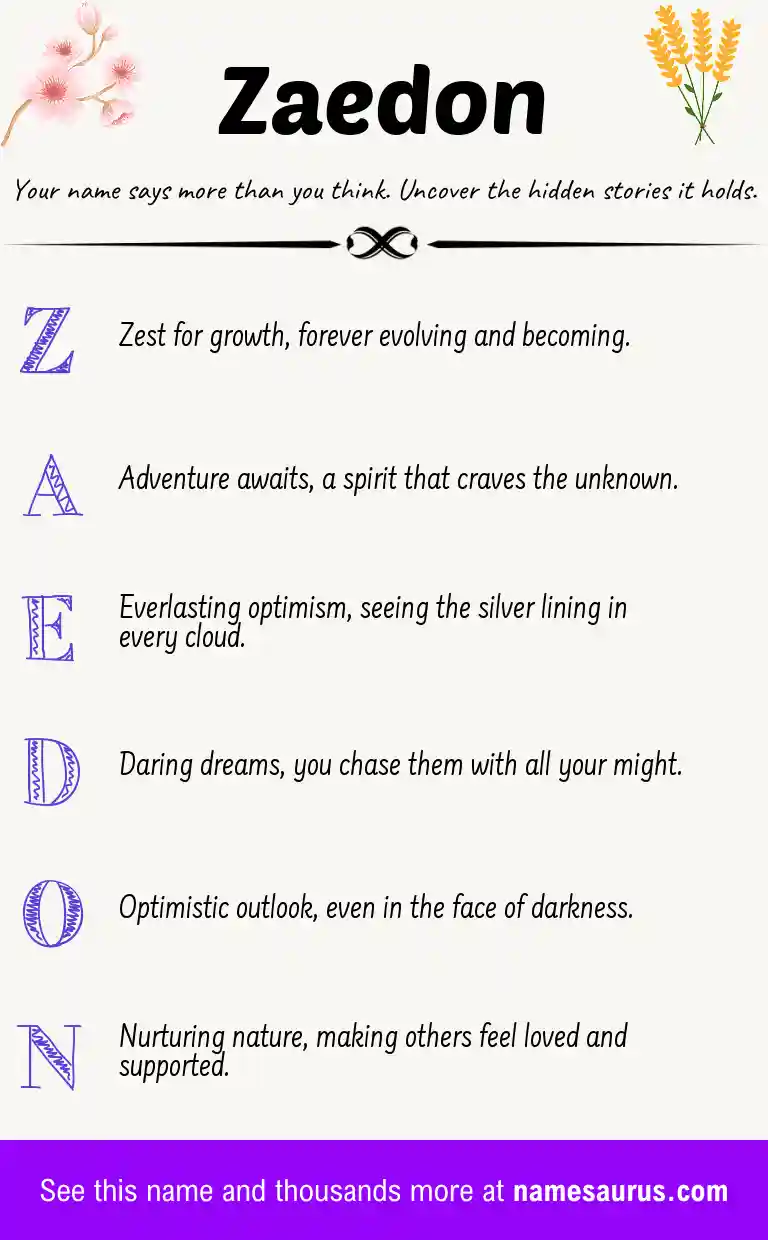 Acrostic poem about Zaedon.