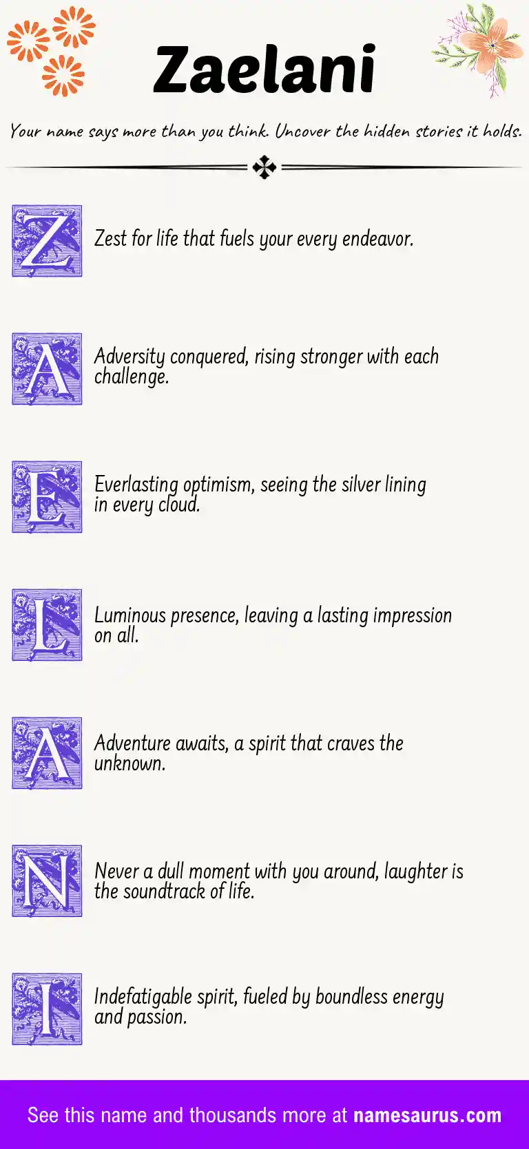 Acrostic poem about Zaelani.