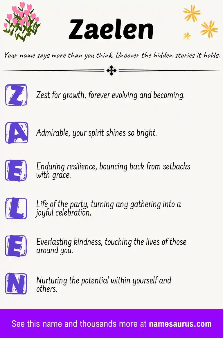 Acrostic poem about Zaelen.