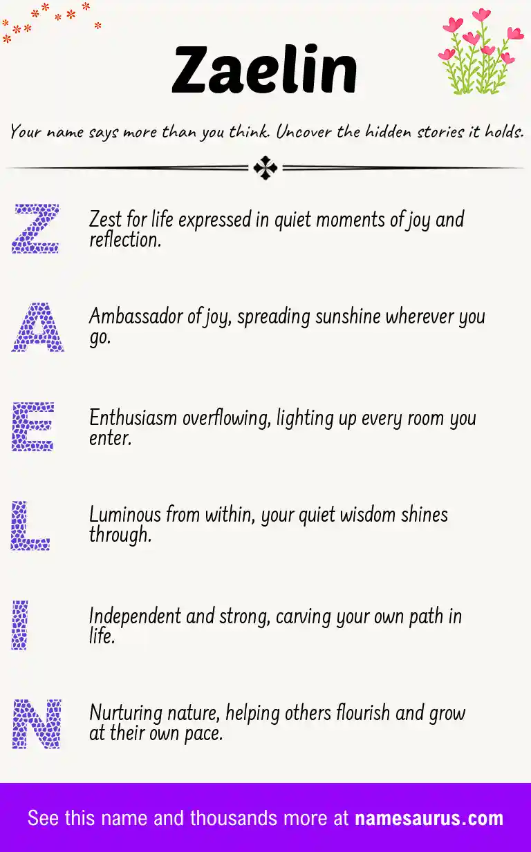 Acrostic poem about Zaelin.