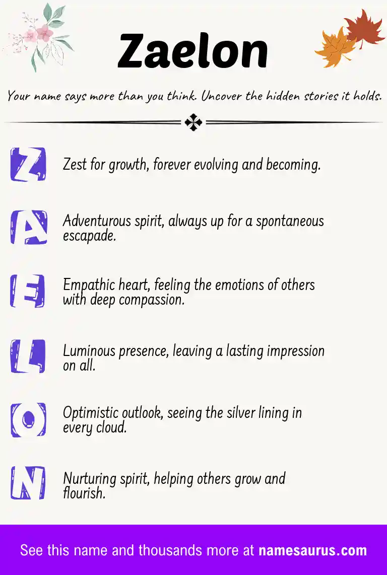 Acrostic poem about Zaelon.