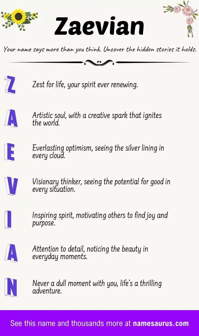 Acrostic poem about Zaevian.