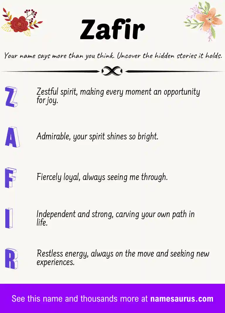 Acrostic poem about Zafir.