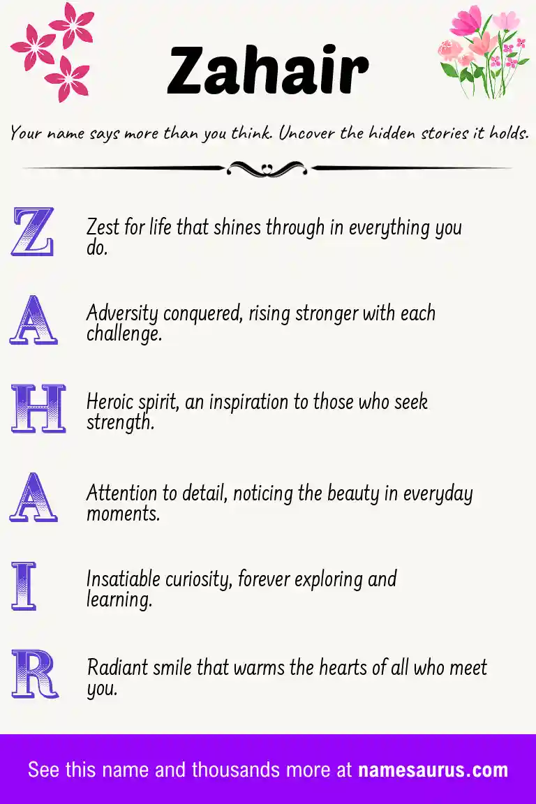 Acrostic poem about Zahair.