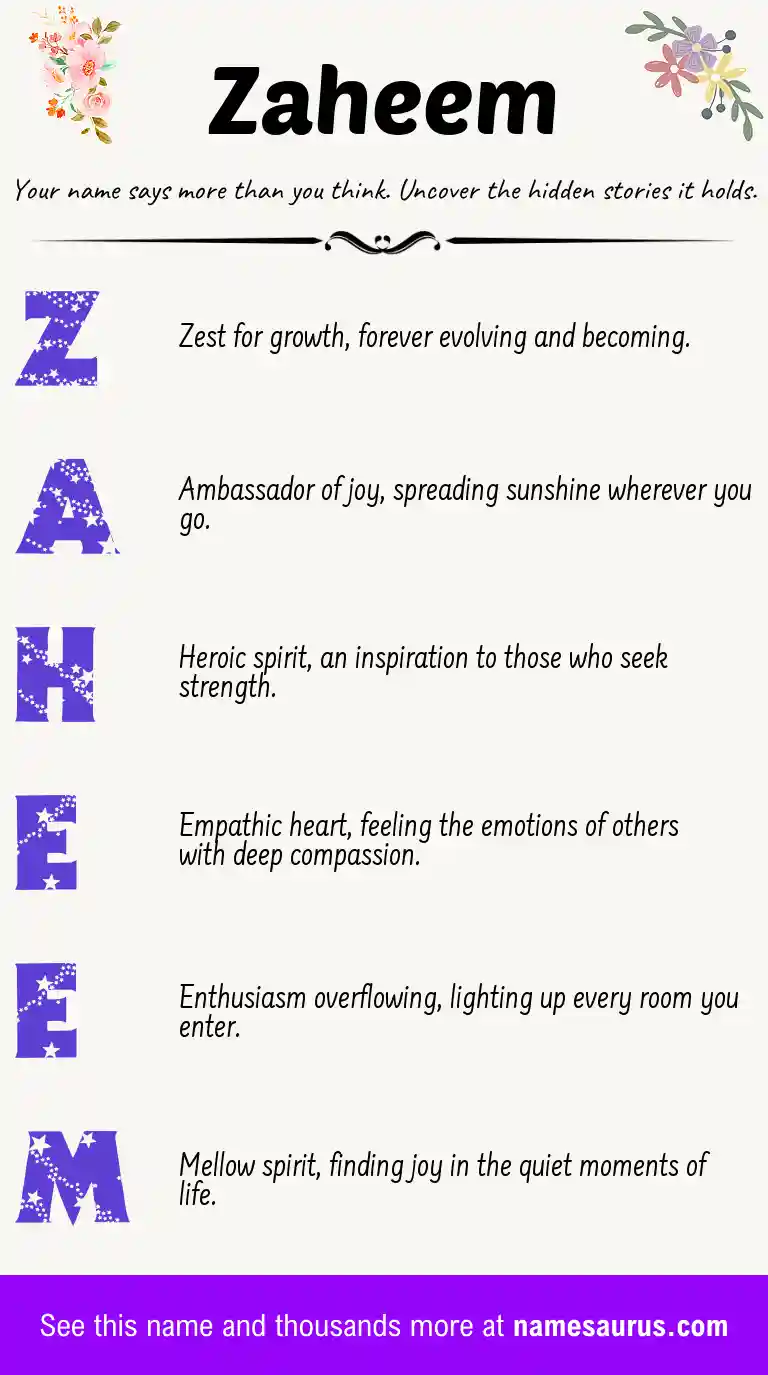 Acrostic poem about Zaheem.