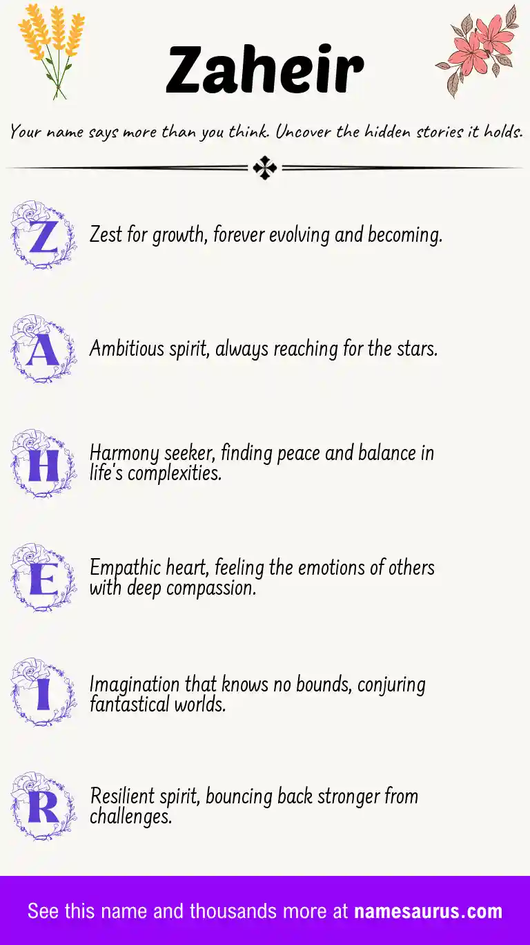 Acrostic poem about Zaheir.