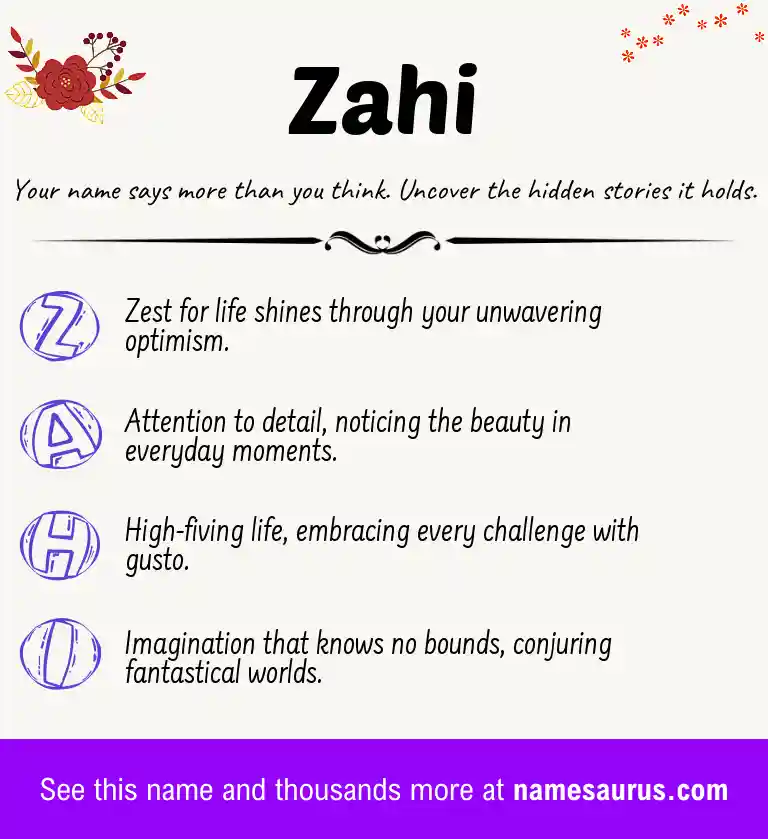 Acrostic poem about Zahi.