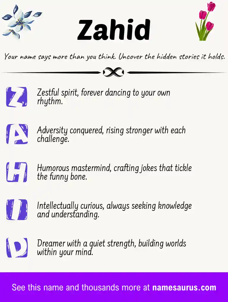 Acrostic poem about Zahid.
