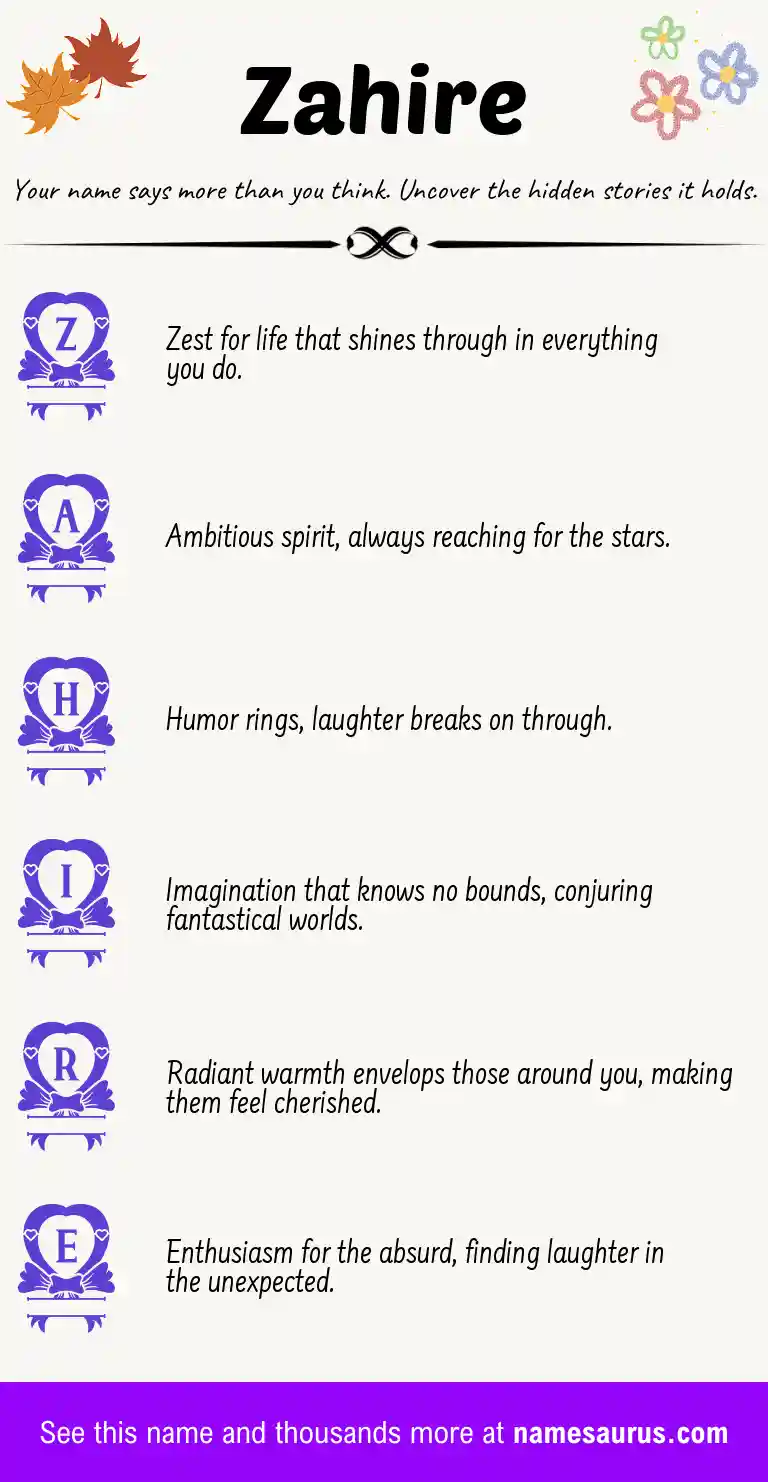 Acrostic poem about Zahire.