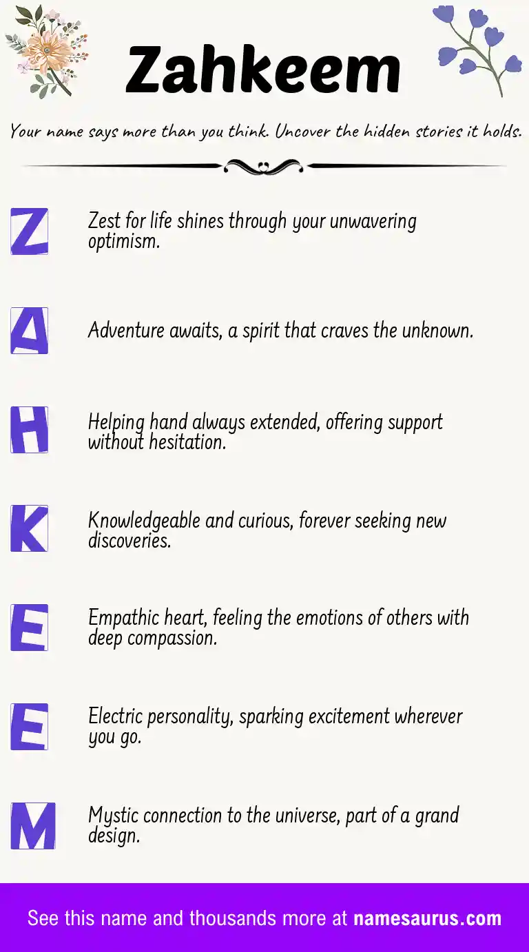 Acrostic poem about Zahkeem.