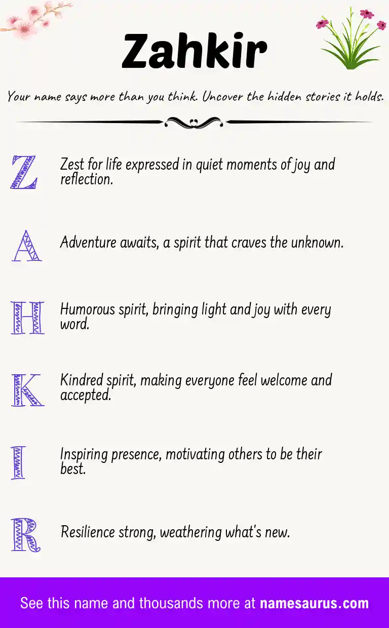 Acrostic poem about Zahkir.