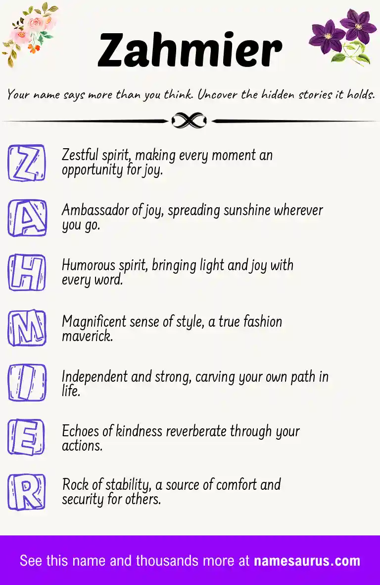 Acrostic poem about Zahmier.