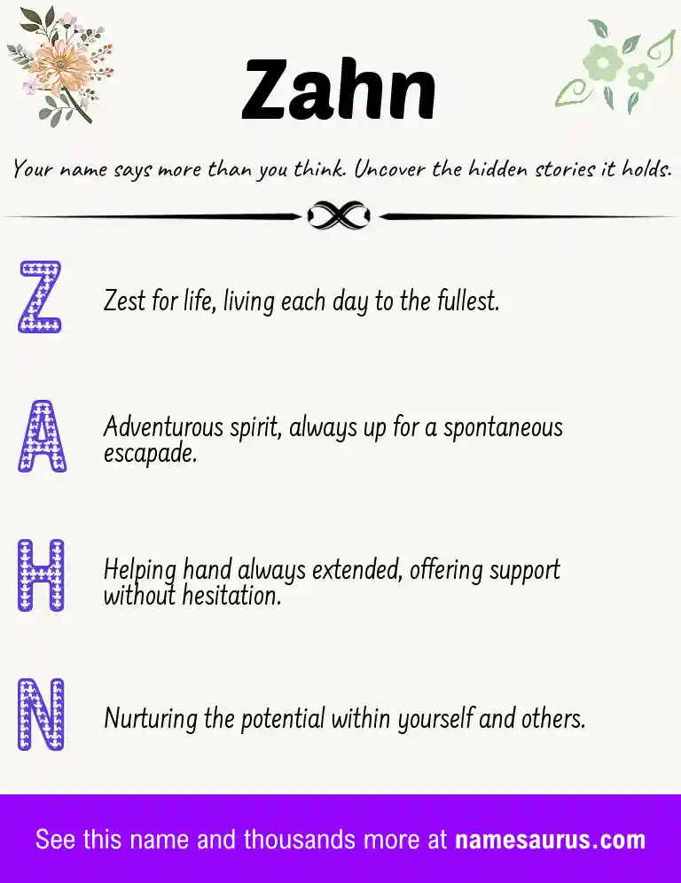 Acrostic poem about Zahn.