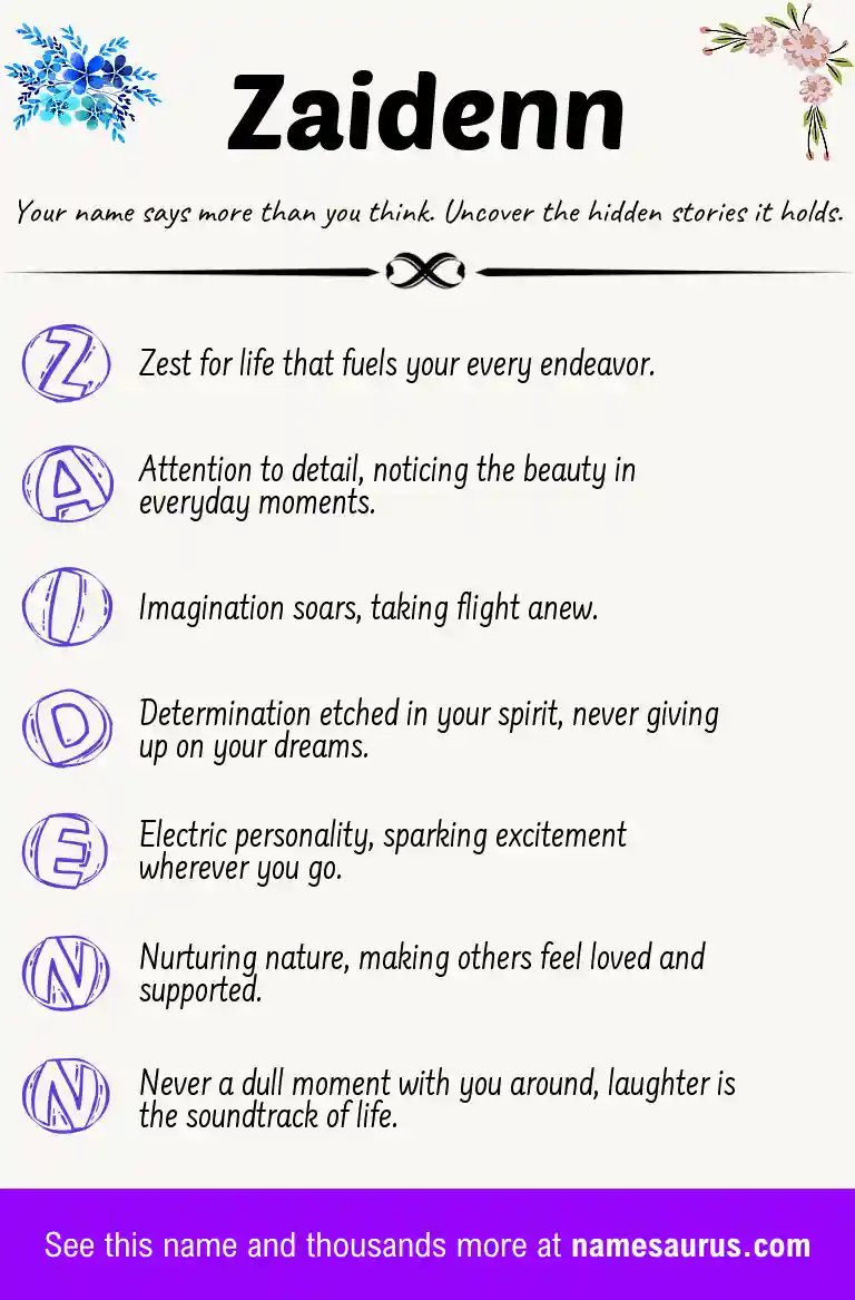 Acrostic poem about Zaidenn.