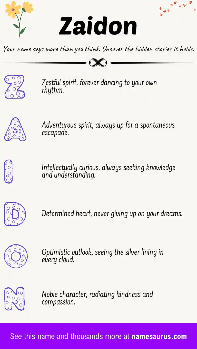 Acrostic poem about Zaidon.