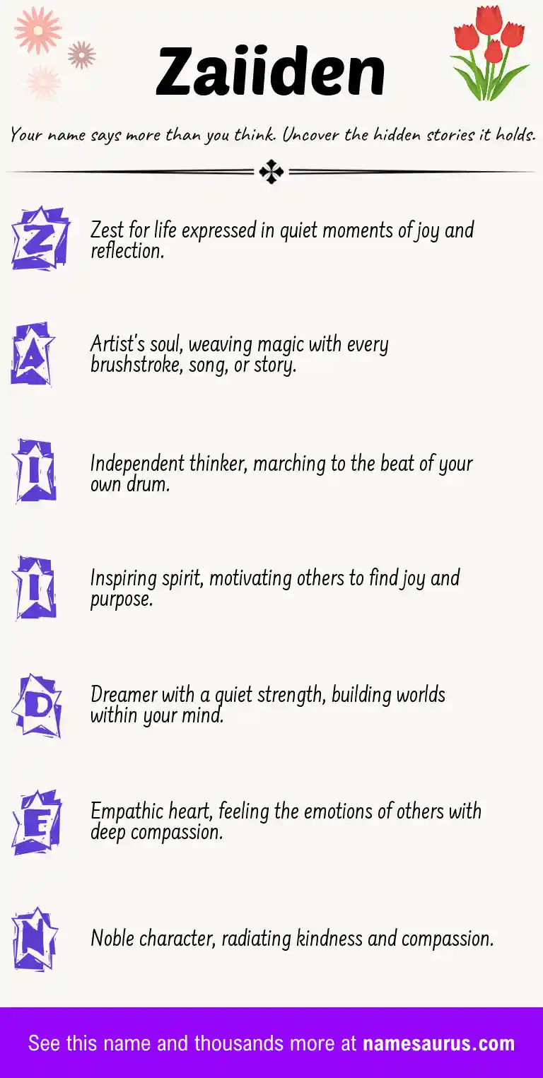 Acrostic poem about Zaiiden.