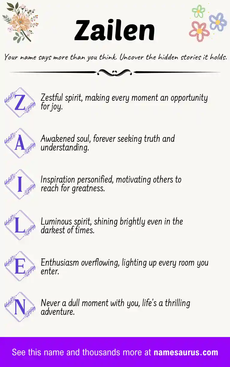 Acrostic poem about Zailen.