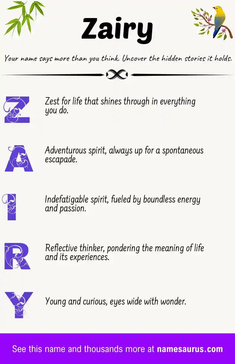 Acrostic poem about Zairy.