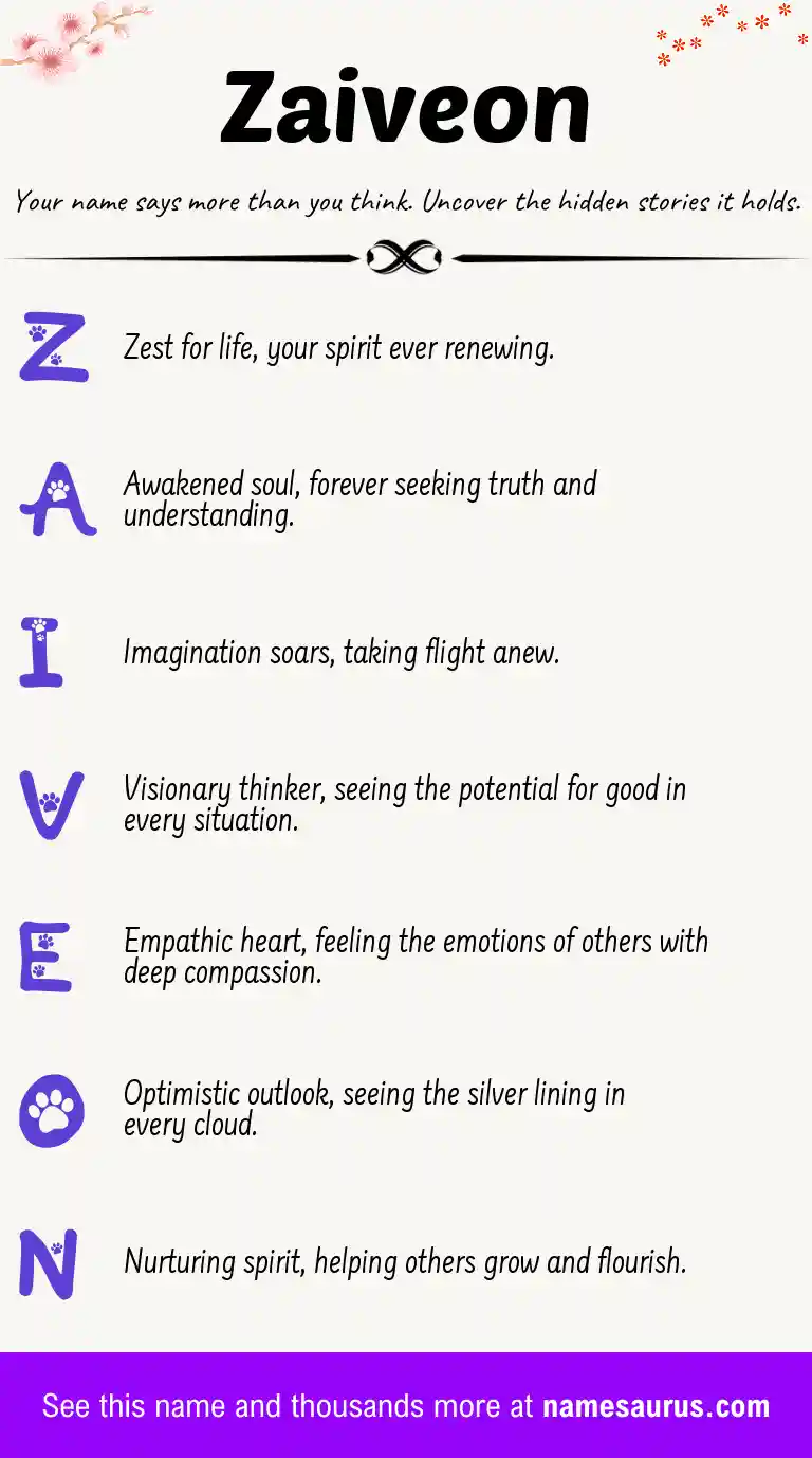 Acrostic poem about Zaiveon.