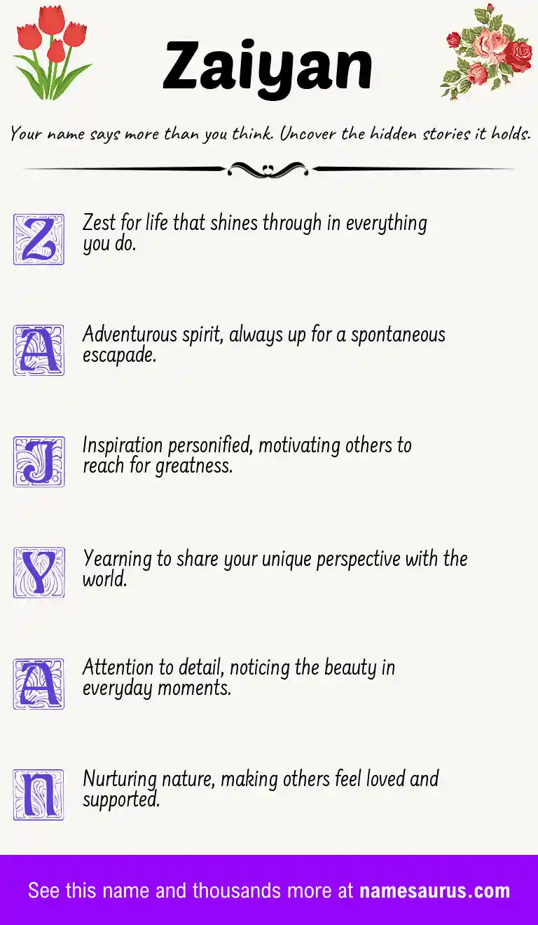 Acrostic poem about Zaiyan.