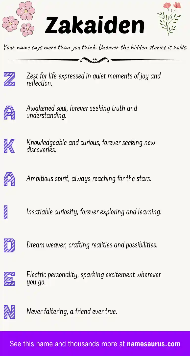 Acrostic poem about Zakaiden.