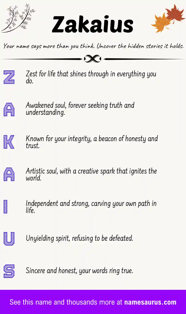 Acrostic poem about Zakaius.