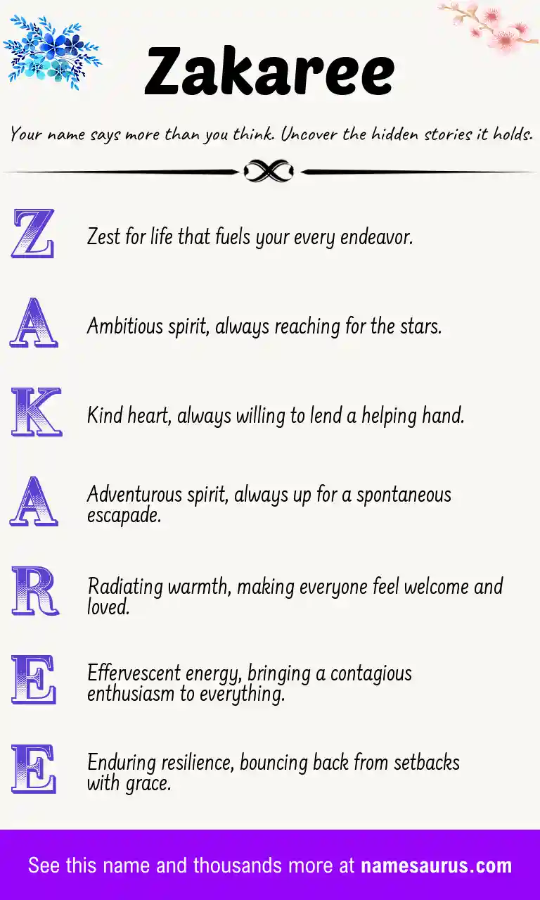 Acrostic poem about Zakaree.